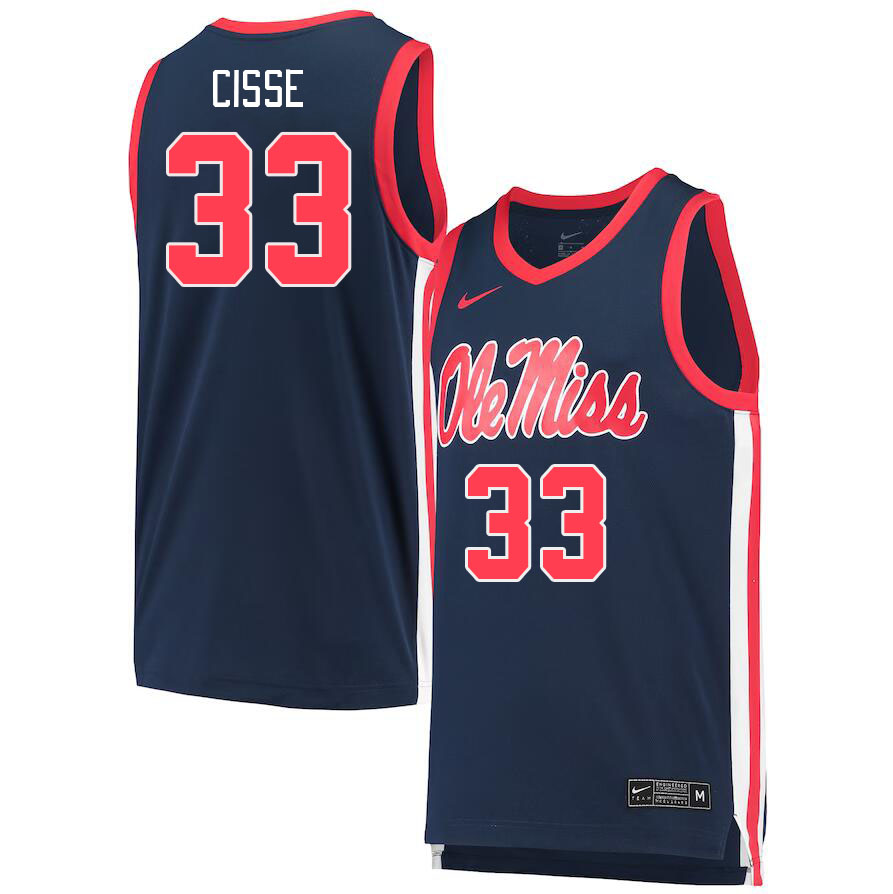 Ole Miss Rebels #33 Moussa Cisse College Basketball Jerseys Stitched Sale-Navy